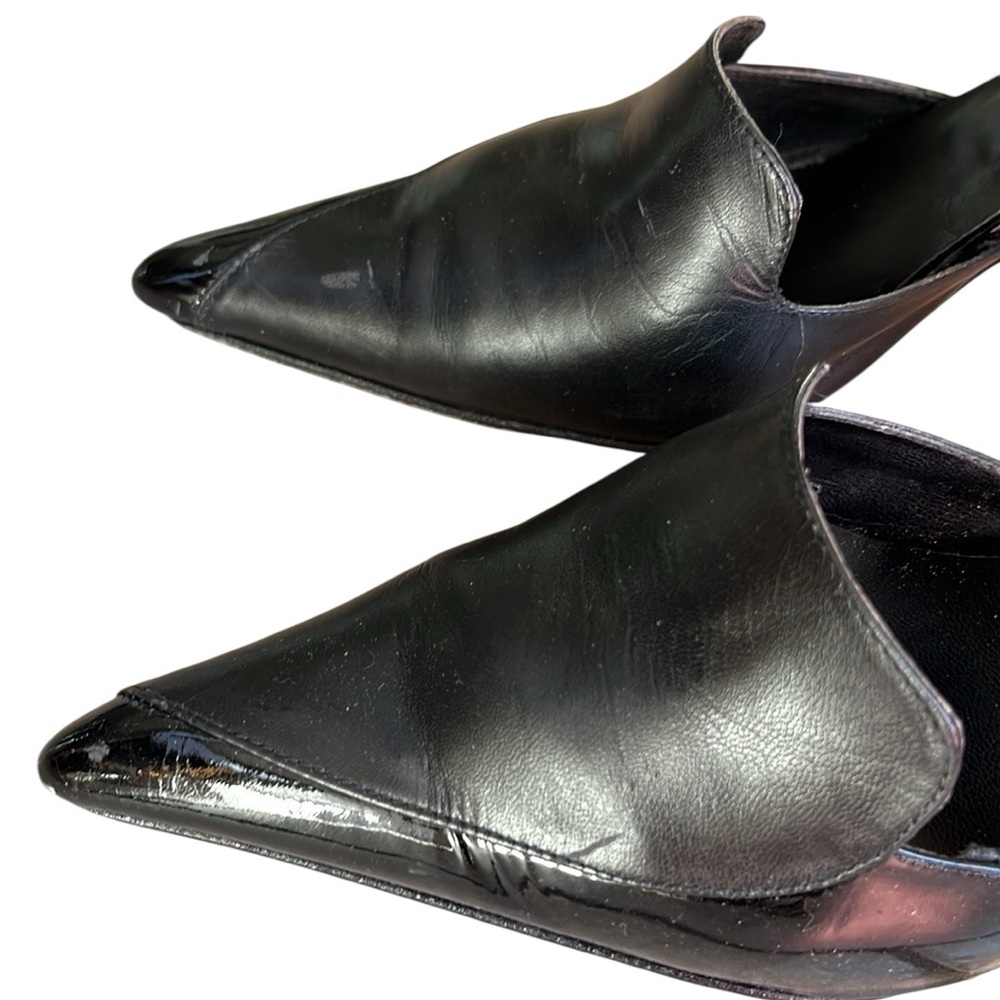 Sacha London Black Leather Pointy Toe Mules - Picture 8 of 12